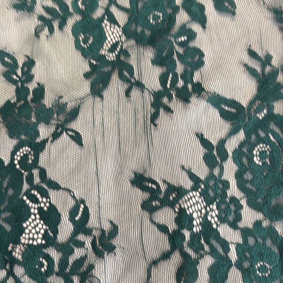 ANDREE BY UNIT Green Lace sheer Long Sleeve Dress M keyhole illusion holiday - Picture 11 of 13